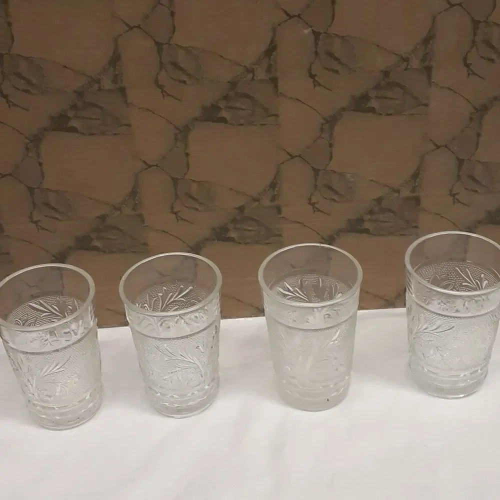 8 pc.bundle‎ vintage Anchor MCM Hocking clear depression glass tumblers, & more